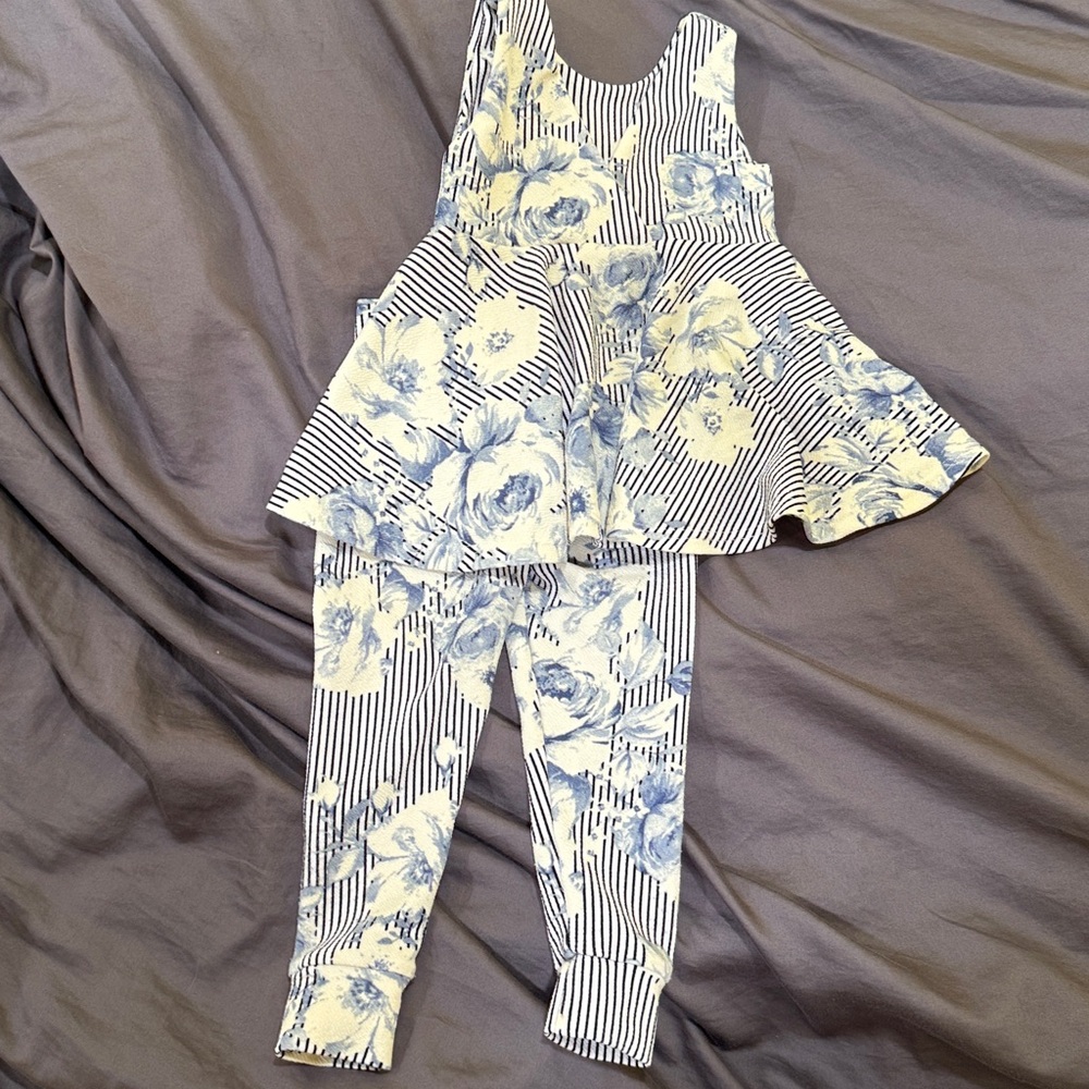 Floral Striped Kids Matching Set - Picture 2 of 8